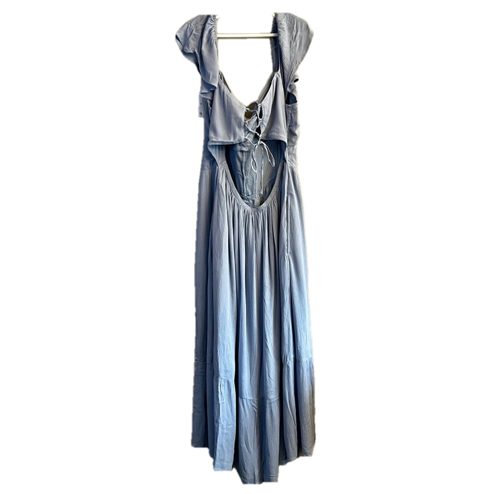 SOLD NWT❗️HOLLISTER Co Ladies Size LARGE Light Blue Ruffled Maxi Dress - Picture 5 of 8